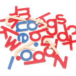Alphabet en bois rouge et bleu montessori - jeux éducatif montessori