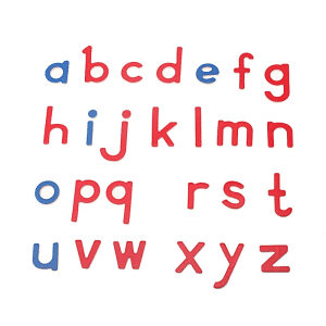 Alphabet en bois rouge et bleu montessori - jeux éducatif montessori