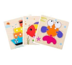Carte petit puzzle éveil en bois - jeux éducatif montessori