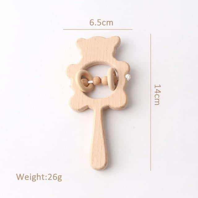 Surakey – Hochet Dentition Lapin En Bois Et Tricot – Jouet Montessori 3-12 Mois