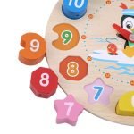 Horloge Montessori en bois – Bébé Pingouin - jeux éducatif montessori