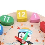 Horloge Montessori en bois – Bébé Pingouin - jeux éducatif montessori