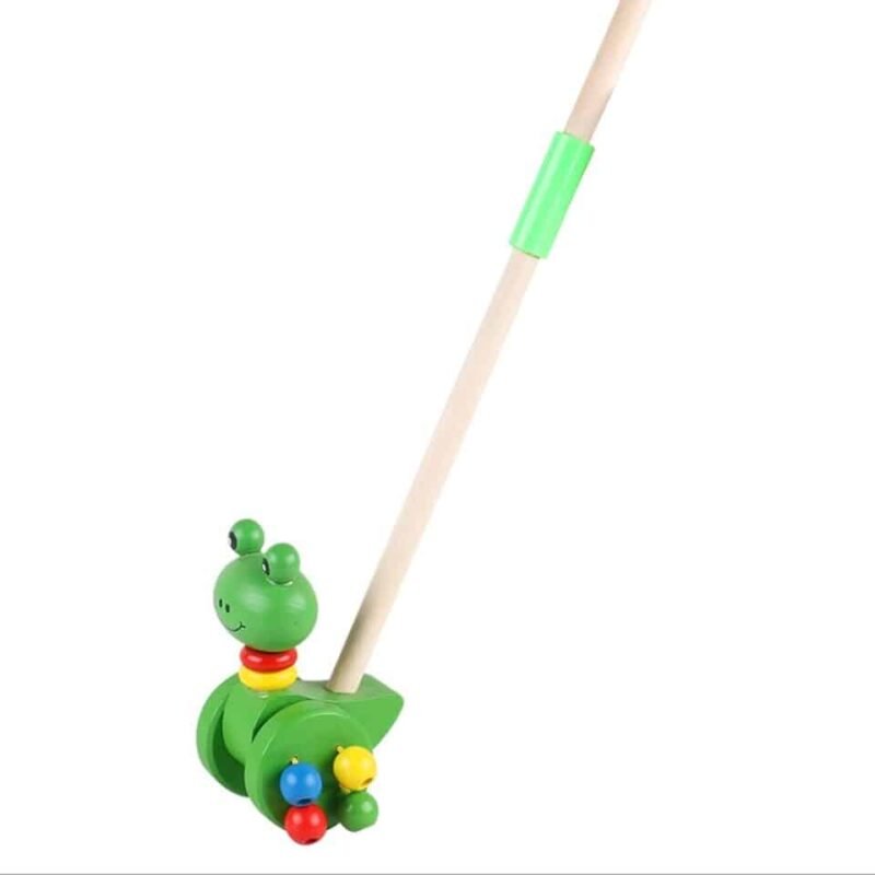Goki 54938 Jouet à Pousser Roi Grenouille En Bois - Coloré Et Lumineux, Pour Premiers Pas