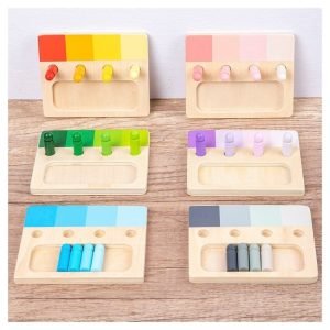 Jeux de Pions en Bois – Assemblage des Couleurs - jeux éducatif montessori