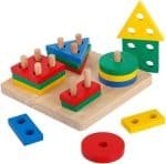Jouet empilage en bois de formes en couleurs - jeux éducatif montessori