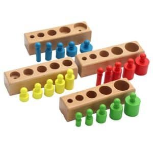 Jouets Montessori en bois – ” Les Cylindres colorés” - jeux éducatif montessori