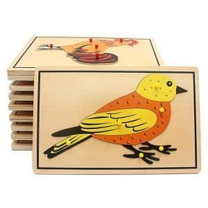 Puzzle Montessori en bois oiseaux - jeux éducatif montessori