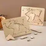 Puzzle du monde en bois montessori - jeux éducatif montessori
