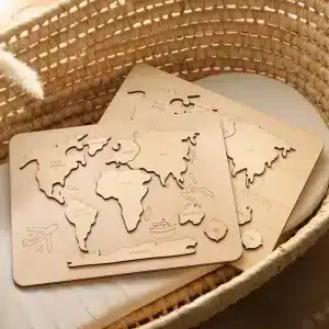 Puzzle du monde en bois montessori - jeux éducatif montessori