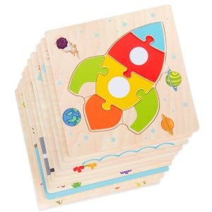 Puzzle éveil en bois – “Véhicules colorés” - jeux éducatif montessori