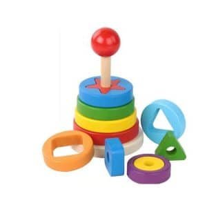 Pyramide de formes – Jouet encastrement en bois Montessori - jeux éducatif montessori