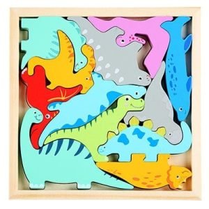 Tangram Dinosaure en Bois - jeux éducatif montessori