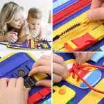 busy board montessori bleu dinosaure