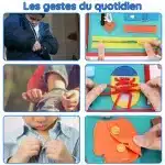 planche sensoriel montessori 7 en 1 busy board